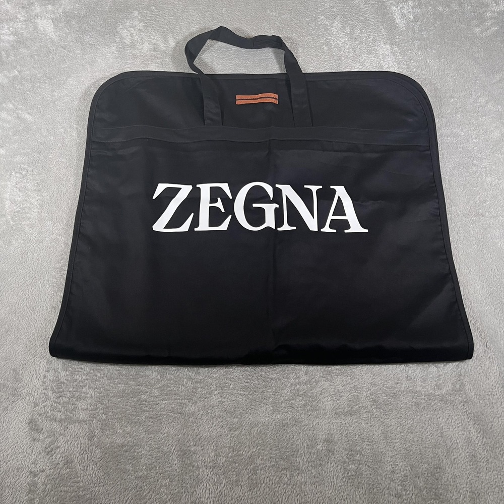 ZEGNA Suit Garment Bag Black Foldable Travel Zipper Suit Carrier Handles Logo